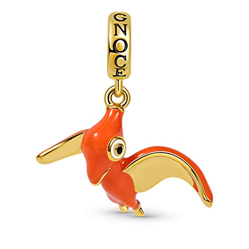 GNOCE Dinosaurier Charms Anhänger 925 Sterling Silber Lila/Grün Emailliert Charms mit Kristall Passt für Armband/Halskette Bestes Geschenk für Frauen Mädchen (Flugsaurier) von GNOCE