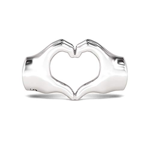 GNOCE Finger mit Herz Charm Anhänger S925 Sterling Silber Für Immer in unseren Herzen Charm Perlen mit Zirkonia für Armband Halskette Weihnachts Schmuck Geschenk von GNOCE