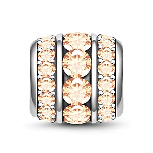 GNOCE Geburtstagsstein Damen Charm Bead 925 Sterling Silber Glücklicher Juni Anhänger mit Cubic Zirkonia fit Armband und Halskette Geburtstagsgeschenk von GNOCE