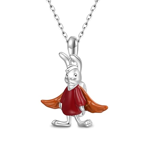 GNOCE Halskette Angel Hare kostbarer Defendor Engel Halskette 925 Sterling Silber Geschenk Fit Armband/Halskette Schmuck für Mädchen Kinder (Engel Zag Detektiv) von GNOCE
