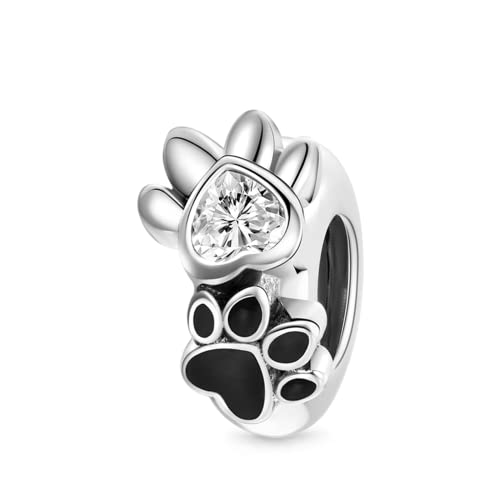 GNOCE Haustier Pfote Drucke Stopper für Bettelarmbänder 925 Sterling Silber Blume Stopper Schmuck Geschenk für Frauen Mädchen Tochter (Pfote) von GNOCE