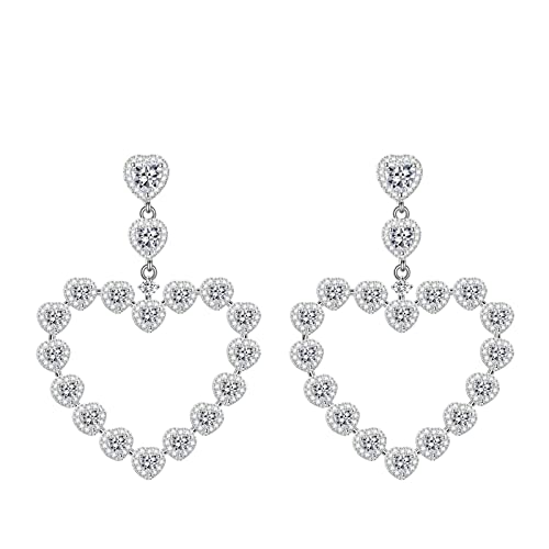 GNOCE Herz Diamant Ohrringe 925 Sterlingsilber Tropfen Herz Ohrring für Frauen Mädchen Tochter Muttertagsgeschenk von GNOCE
