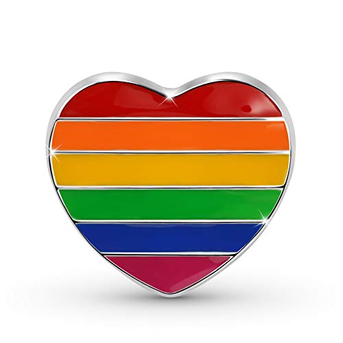 GNOCE Herz Regenbogen Flagge Charms Perle Sterling Silber Liebe ist Liebe Beads Charm Fit Armband/Halskette Bestes Geschenk für Sie mit Schmuckbox von GNOCE