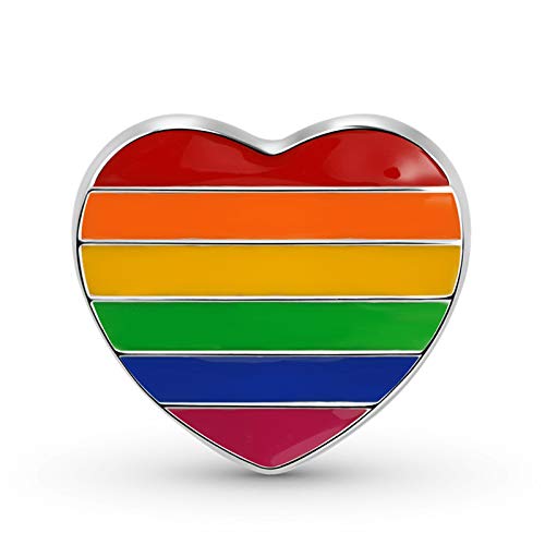 GNOCE Herz Regenbogen Flagge Charms Perle Sterling Silber "Liebe ist Liebe" Beads Charm Fit Armband/Halskette Bestes Geschenk für Sie mit Schmuckbox von GNOCE