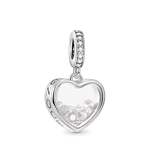 GNOCE Herzförmiger Geburtsstein-Anhänger Charm 925 Sterling Silber Charms Bead Schmuck Geschenk Alles Gute zum Geburtstag Muttertag (April) von GNOCE