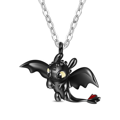 GNOCE How to Train Your Dragon Ohnezahn Halskette Flügelschlagen Drachen mit Flügeln 925er Sterlingsilber für Damen Herren Schmuck Geschenk von GNOCE