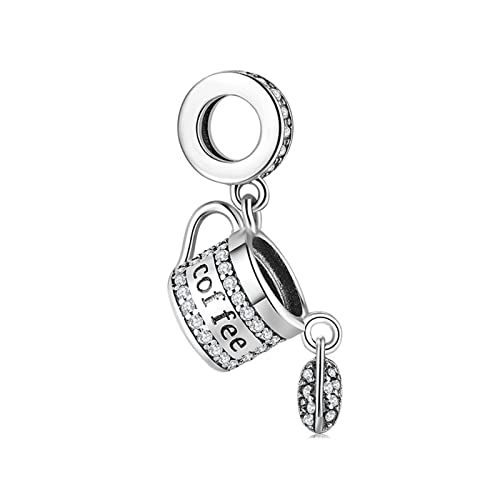 GNOCE Katze Anhänger Charms 925 Sterling Silber Tier Fisch Charms für Frauen Mädchen Muttertagsgeschenke passend für Armband/Halskette (Kaffeetasse) von GNOCE