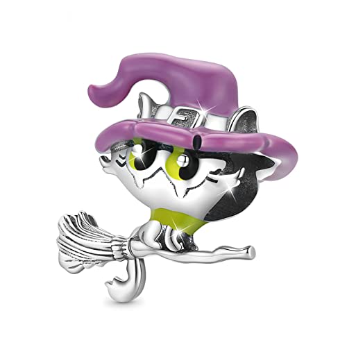 GNOCE Katze Hexe Charm Bead Sterling Silber Fit Armband/Halskette Schmuck Geschenk für Frauen Mädchen Tochter Herren von GNOCE