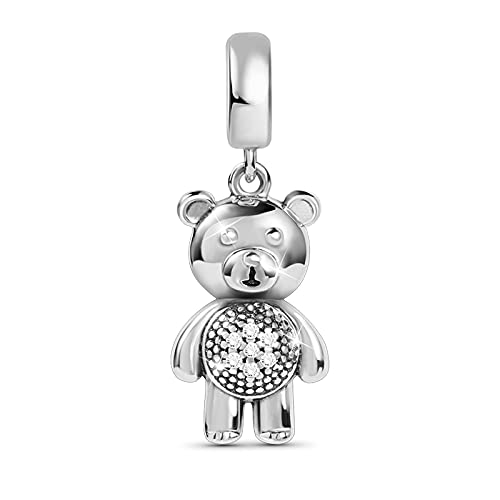 GNOCE Kleiner Bär Anhänger Charms Sterling Silber Tiere Beads Charm Fit Armband/Halskette Mode Schmuck Für Frauen Mädchen Tochter mit Geschenkbox von GNOCE