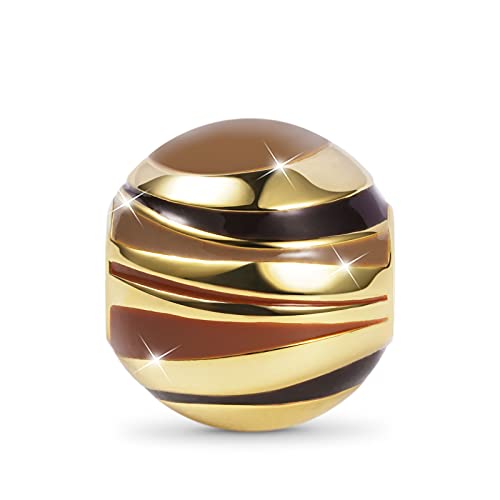 GNOCE Kosmischer Planet Charm Perle Sterling Silber 18 Karat vergoldet Dangle Beads Charm Fit Armband Halskette Mode Schmuck Geschenk für Frauen Mama Mädchen (Venus) von GNOCE