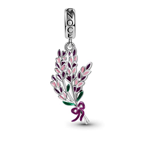GNOCE Lavendel Blume Anhänger Charm Sterling Silber Baumeln Charm Bead Fit Armband/Halskette Geschenk Für Frauen Mädchen Tochter von GNOCE
