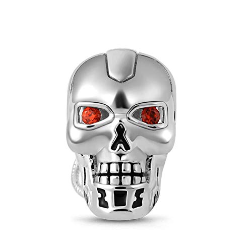 GNOCE Mechanischer Schädel Charm Perle Sterling Silber Horror Totenkopf Beads Charm Fit Armband/Halskette Halloween Geschenk für Frauen Männer von GNOCE