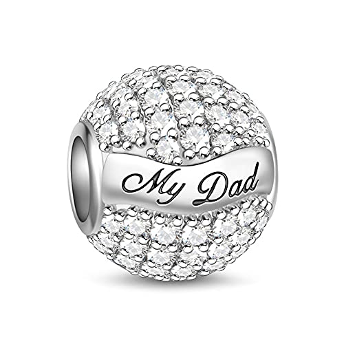 GNOCE "Mein Vater mein Held Charm Anhänger 925 Sterling Silber Bead Charms mit Zirkonia Charm Schmuck für alle Armbänder Halsketten Geschenke Bijouterie für Papa von GNOCE