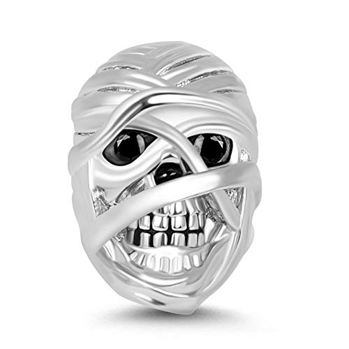 Gnoce Mummy Schädel Charms S925 Sterling Silber Alte Stimme Schädel Charm Bead Passend für alle Armbänder und Halsketten Geschenk für Damen/Herren von GNOCE