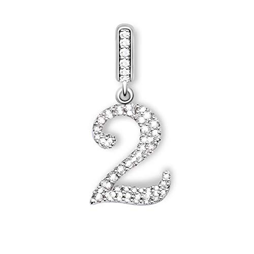 GNOCE Nummer Charme Nummer Thema Perle 925 Sterling Silber Anhänger Passend Armband Halskette Frauen Männer Mädchen Jungen Geschenke (Zwei) von GNOCE