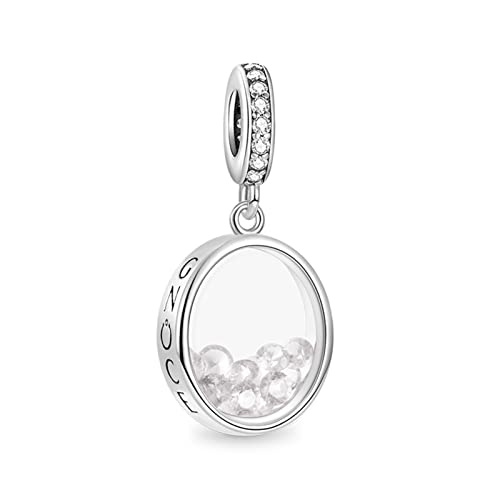 GNOCE Ovaler Geburtsstein-Anhänger 925er Sterlingsilber Charms Perle für Armband Halskette Schmuck Geschenk für Geburtstag Frauen Mädchen (April) von GNOCE