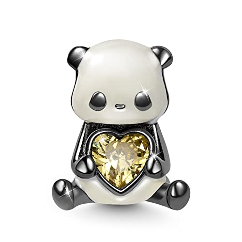 GNOCE Panda Umarmt Herzförmige Edelstein Charm Bead Sterling Silber Fit Armband/Halskette Schmuck Geschenk Für Frauen Mädchen Tochter Herren von GNOCE