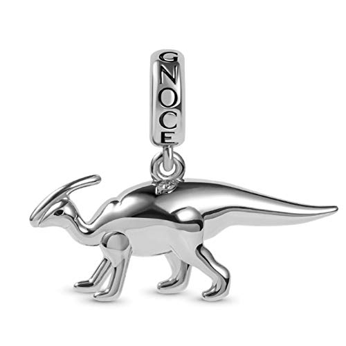 GNOCE Parasaurolophus Charms Anhänger Sterling Silber Dinosaurier Dangle Beads Charm Fit Armband/Halskette für Frauen Herren Mädchen Tochter - 3 Farben (Silber) von GNOCE