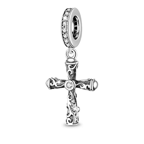 GNOCE Retro Kreuz Anhänger Charm Sterling Silber Baumeln Charm Fit Armband/Halskette Schmuck Geschenk Für Frauen Mädchen Tochter von GNOCE