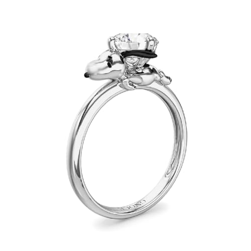 GNOCE Ring Peanuts Liebevoll Snoopy umarmt Moissanit Ring mit rundem Schliff 925 Sterling Silber Geschenk Verlobungring Schmuckgeschenk für Damen (4.5) von GNOCE