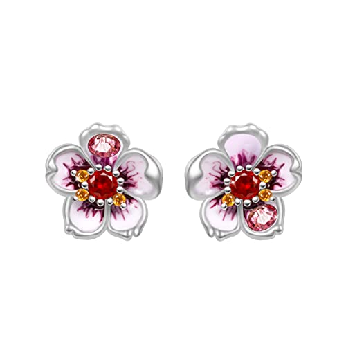 GNOCE Rosa Kirschblüten Ohrstecker 925 Sterling Silber Ohrstecker Ohrring für Frauen Mädchen Ehefrau Tochter Muttertag Geschenk von GNOCE