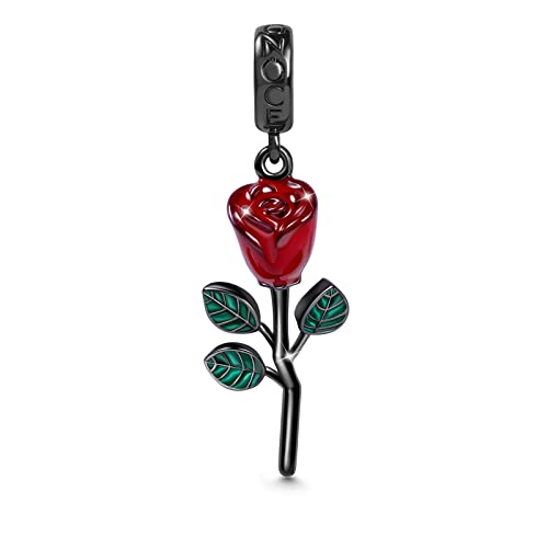 GNOCE Rose Blume Anhänger Charm Sterling Silber baumeln Charms Fit Armband/Halskette Geschenk für Frauen Mädchen Tochter von GNOCE