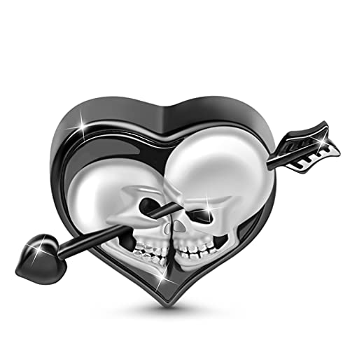 GNOCE Schädel Charm Anhänger Sterling Silber Herz Charme schwarz überzogen Pfeil durch das Herz Charm Fit Armband/Halskette Schmuck Geschenk für Frauen Herren GNOCE Schädel Charm Anhänger Sterling Silber Herz Charme schwarz überzogen Pfeil durch das Herz Charm Fit Armband/Halskette Schmuck Geschenk für Frauen Herren von GNOCE