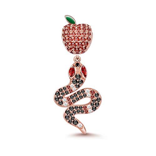 GNOCE Schlange und Apfel Charm Anhänger Tier Charms 925 Sterling Silber Verbotene Frucht Dangle Charm mit Zirkonia fit für Armband/Halskette Schmuck Geschenk für Halloween von GNOCE