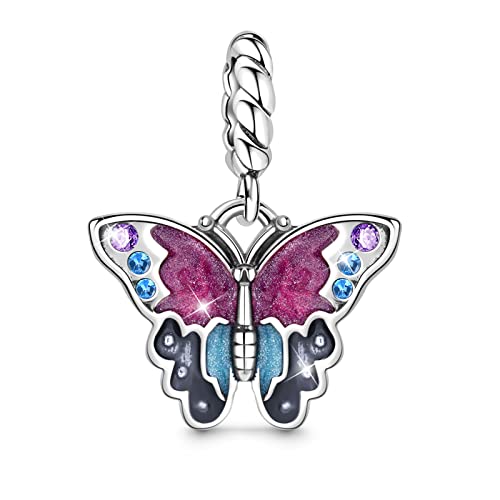 GNOCE Schmetterling Anhänger Charm Sterling Silber baumeln Charm Bead Fit Armband/Halskette Geschenk für Frauen Mädchen Tochter von GNOCE