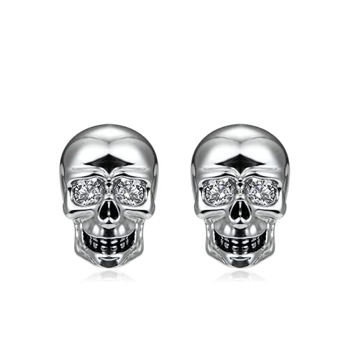 GNOCE Schmuck Damen Ohrringe Gotik Totenkopf Schädel Sterling Silber Ohrstecker mit Zirkonia Diamant Für Teen Mädchen Braut Frauen Schmuck Valentinstag Frauentagsgeschenk von GNOCE