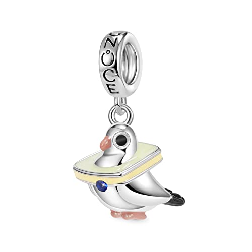 GNOCE Schwarze Katze Reitbesen Anhänger Charm 925 Sterling Silber Taube Baumeln Charms Bead Fit Armband/Halskette Für Frauen Mädchen Muttertagsgeschenk (Taube) von GNOCE