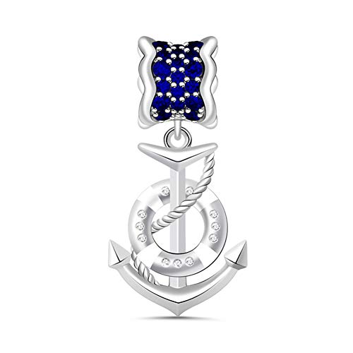 GNOCE Seaside Thema Anker Anhänger Charm 925 Sterling Silber "Meine Abenteuerreise" Anhänger Charms mit Zirkonia für Armbänder Halsketten Damen von GNOCE