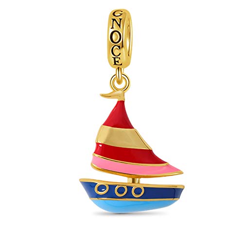 GNOCE Segelboot Anhänger Charms Sterling Silber 18 Karat vergoldet Bunt Beads Charm Fit Armband/Halskette Für Frauen Mädchen GNOCE Segelboot Anhänger Charms Sterling Silber 18 Karat vergoldet Bunt Beads Charm Fit Armband/Halskette Für Frauen Mädchen von GNOCE