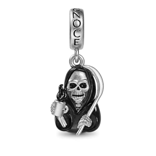 GNOCE Sensenmann Tod Schädel Anhänger Baumeln Charme 925 Sterling Silber Schmuck Geschenk Für Frauen Mädchen Tochter Fit Schlangenkette Armbänder/Halskette von GNOCE