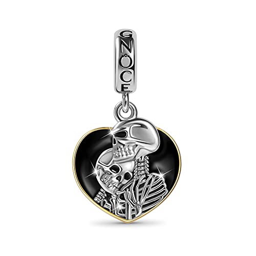 GNOCE Skelett Paar Herz Rahmen Anhänger Charm Sterling Silber Baumeln Charm Fit Armband/Halskette Schmuck Geschenk Für Frauen Mädchen Tochter Herren von GNOCE