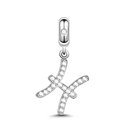 GNOCE Sternzeichen Charms Constellation Charms Anhänger Sterling Silber Sternzeichen Dangle Charms mit Zirkonia fit für Armband/Halskette Frauen Mädchen (Fische) von GNOCE