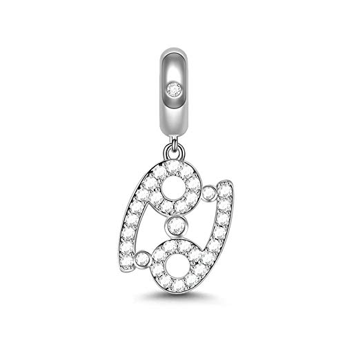 GNOCE Sternzeichen Anhänger Sterling Silber Constellation Charm mit Zirkonia für Armband/Halskette - Frauen Mädchen (Krebs) von GNOCE