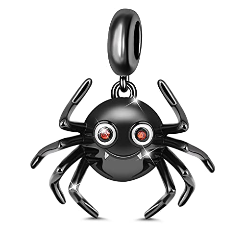 GNOCE Süße Spinne 925 Sterling Silber Charm Anhänger Schwarz überzogen Charm Bead Fit Armband/Halskette Was denkst du über mich Geschenk für Damen Herrn von GNOCE