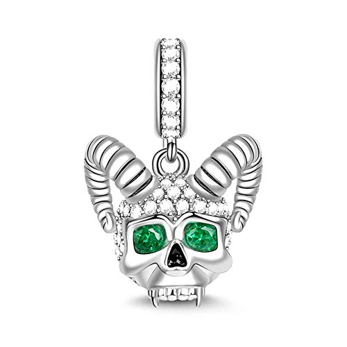 GNOCE Totenkopf mit Hörnern Charm Anhänger S925 Sterling Silber Liebe dich, bis die Sonne stirbt Charm für Armband Halskette Weihnachts Schmuck Geschenk von GNOCE