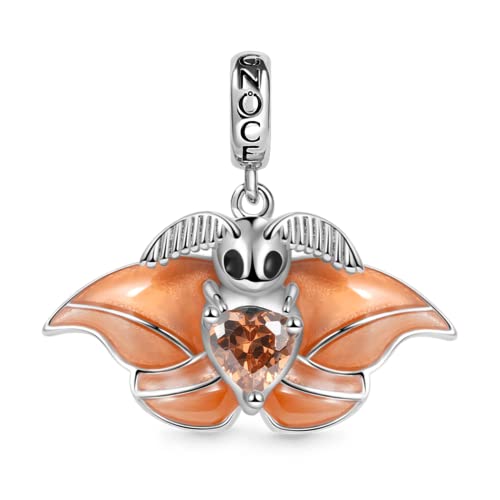 GNOCE Umarmt Herz Edelstein Charm Sterling Silber Tierperle Schmuck Für Frauen Mädchen Tochter Fit Schlangenkette Armbänder/Halskette (Japanische Seidenspinner) von GNOCE