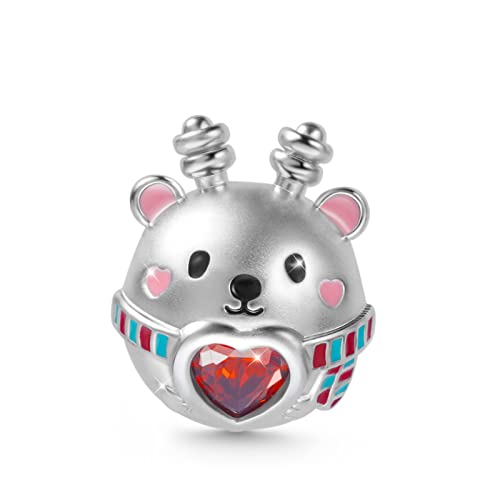 GNOCE Umarmt Herz Edelstein Charm Sterling Silber Tierperle Schmuck Für Frauen Mädchen Tochter Fit Schlangenkette Armbänder/Halskette (Jeder) von GNOCE
