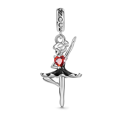 GNOCE Vampir Umarmungen Herz Edelstein Anhänger Baumeln Charm 925 Sterling Silber Vogelscheuche Charms Passend für Armband/Halskette für Frauen Mädchen Muttertagsgeschenk (Ballerina) von GNOCE