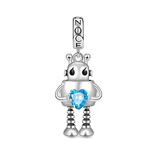 GNOCE Vampir Umarmungen Herz Edelstein Anhänger Baumeln Charm 925 Sterling Silber Vogelscheuche Charms Passend für Armband/Halskette für Frauen Mädchen Muttertagsgeschenk (Roboter) von GNOCE