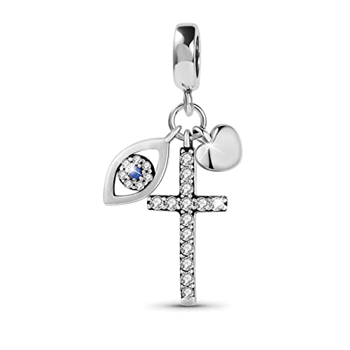 GNOCE Verteidiger der Liebe Anhänger Charm 925 Sterling Silber Kreuz Perlen Beads Fit Armband/Halskette Geschenk Für Frauen Mädchen Tochter von GNOCE