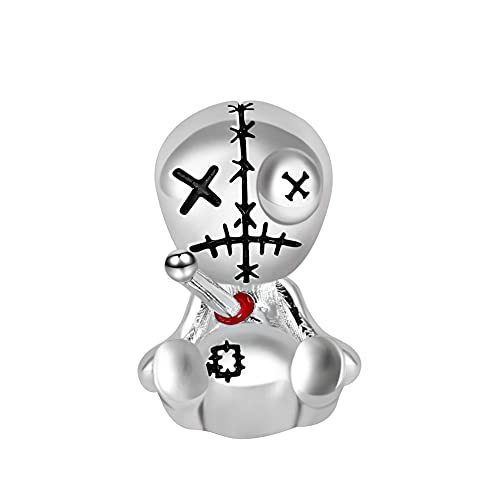 GNOCE Voodoo Puppen Charm Perle aus 925 Sterling Silber Geeignet für European Style Armbänder Halsketten Mode Schmuck für Damen Herren Kindern von GNOCE