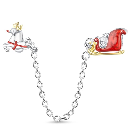 GNOCE Weihnachten Charm Bead Weihnachtsmann Kette verbinden Charms 925 Sterling Silber Intarsien mit Kristall & Edelsteinen Schmuck Geschenk für Frauen Fit Armbänder/Halskette von GNOCE