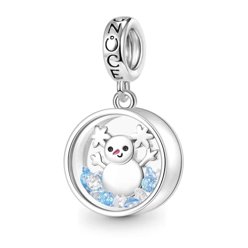 GNOCE Weihnachten Lebkuchenmann Geschenk Anhänger Charms für Armband 925 Sterling Silber Schneemann Baumeln Schmuck Geschenk für Frauen Fit Armbänder/Halskette (Schneemann) von GNOCE