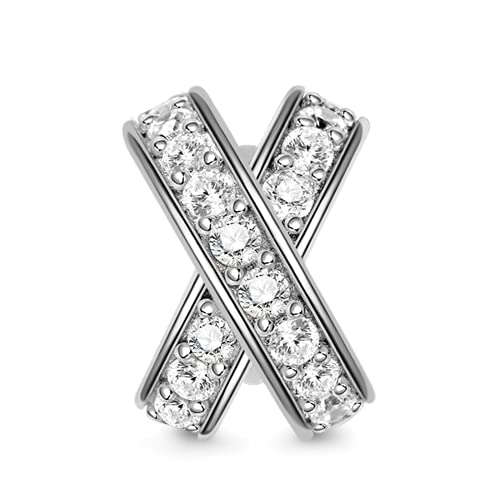 GNOCE X-Form Charms Bead Sterling Silber Intarsien mit Kristalledelsteinen Charm Fit Armband/Halskette Geschenk für Frauen Mädchen Tochter von GNOCE