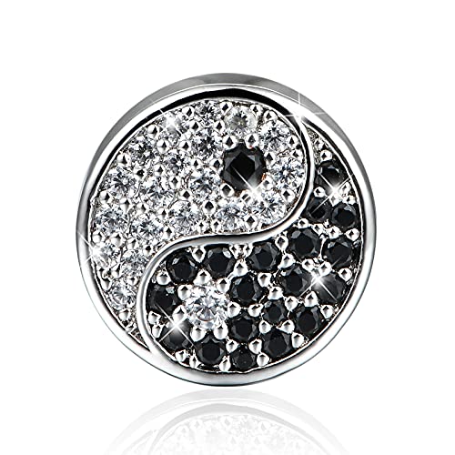 GNOCE Yin und Yang Diagramm Charm Bead 925 Sterling Silber Die Kraft der Natur Charm mit CZs Fit für Armband/Halskette Weihnachtszauber Geschenke für Frauen Männer von GNOCE