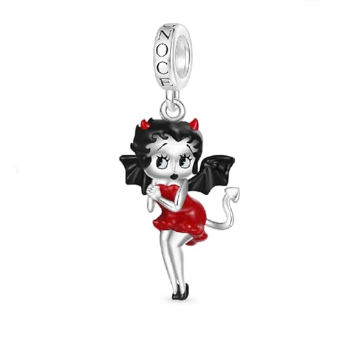 GNOCECharm Anhänger Halloween Kleiner Teufel Betty Boop Anhänger 925 Sterling Silber Bead Charms für Armband Schmuck Geschenk für Frau Fit Armbänder/Halskette von GNOCE
